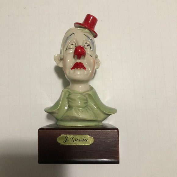 J. Garsia clown Clown Statue Figurine Glossy Porcelain Colorful Olivieri